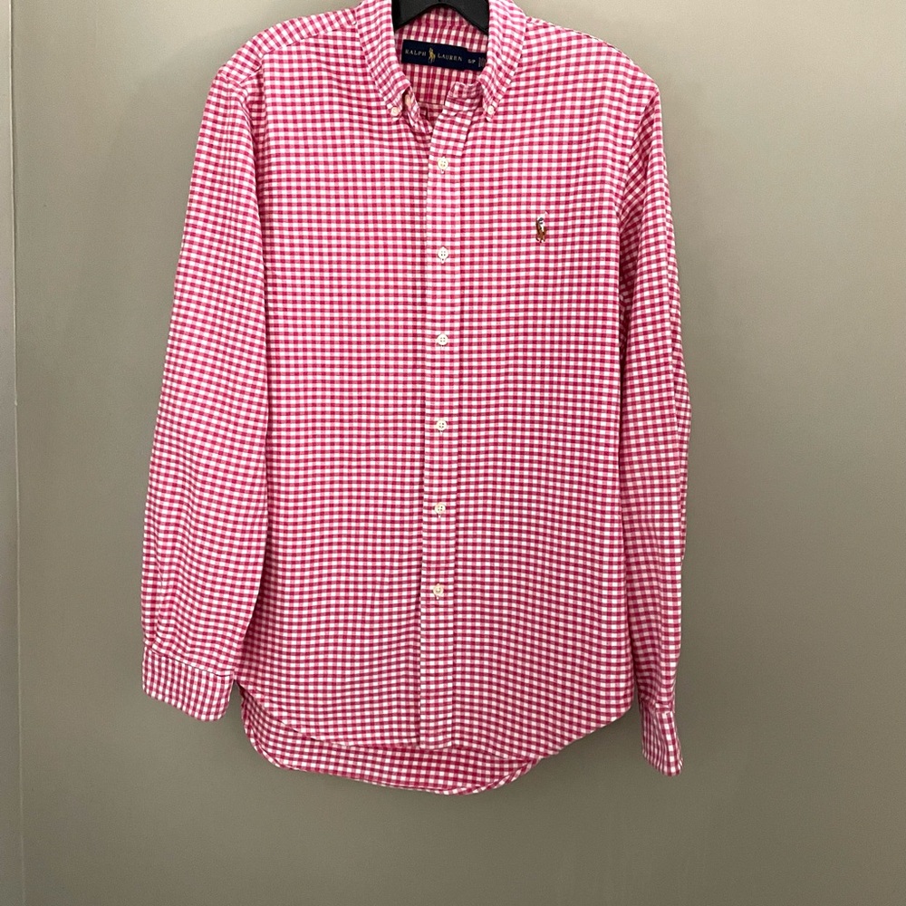 Ralph Lauren Pink Gingham Oxford Button Down Shirt